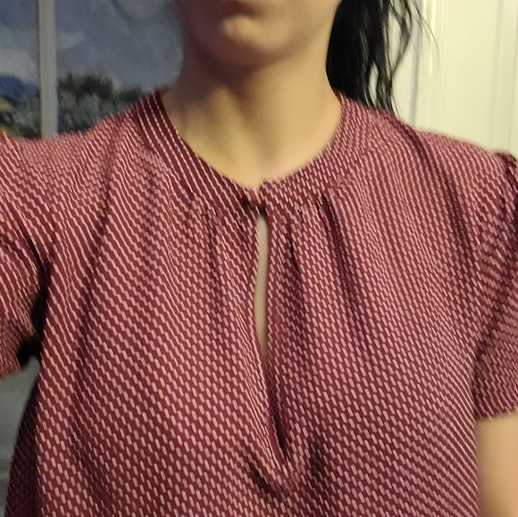 NWOT F21 keyhole polka dot burgundy top - Picture 4 of 10